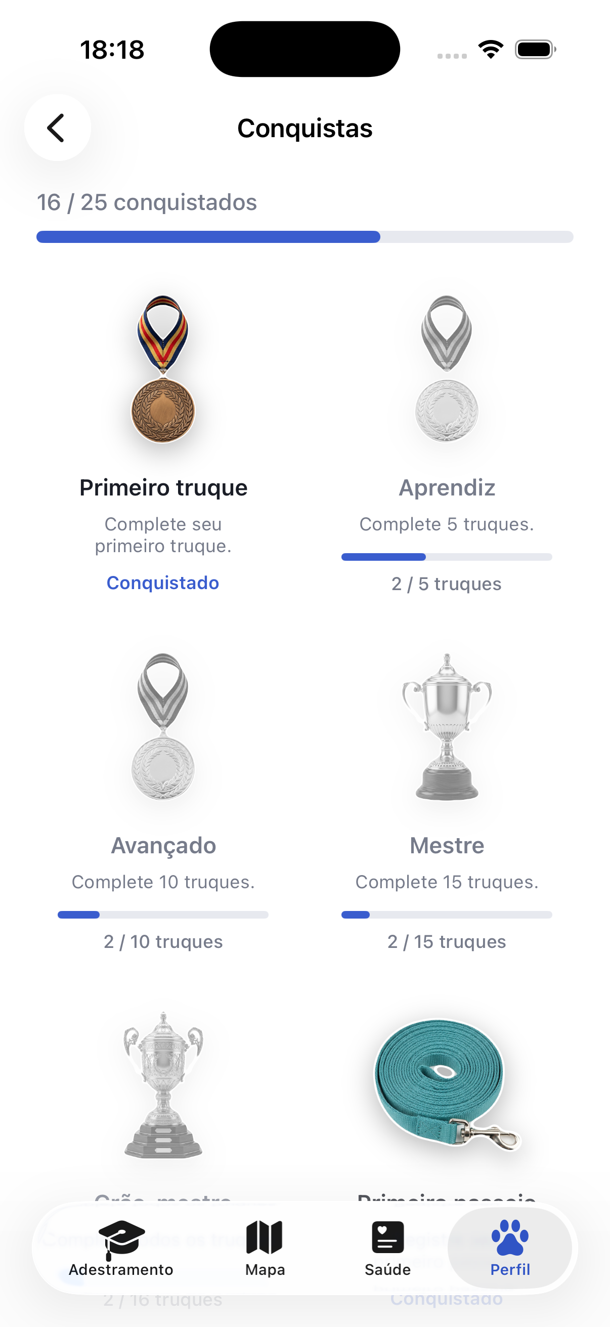 Conquistas e sequências no Ruffy