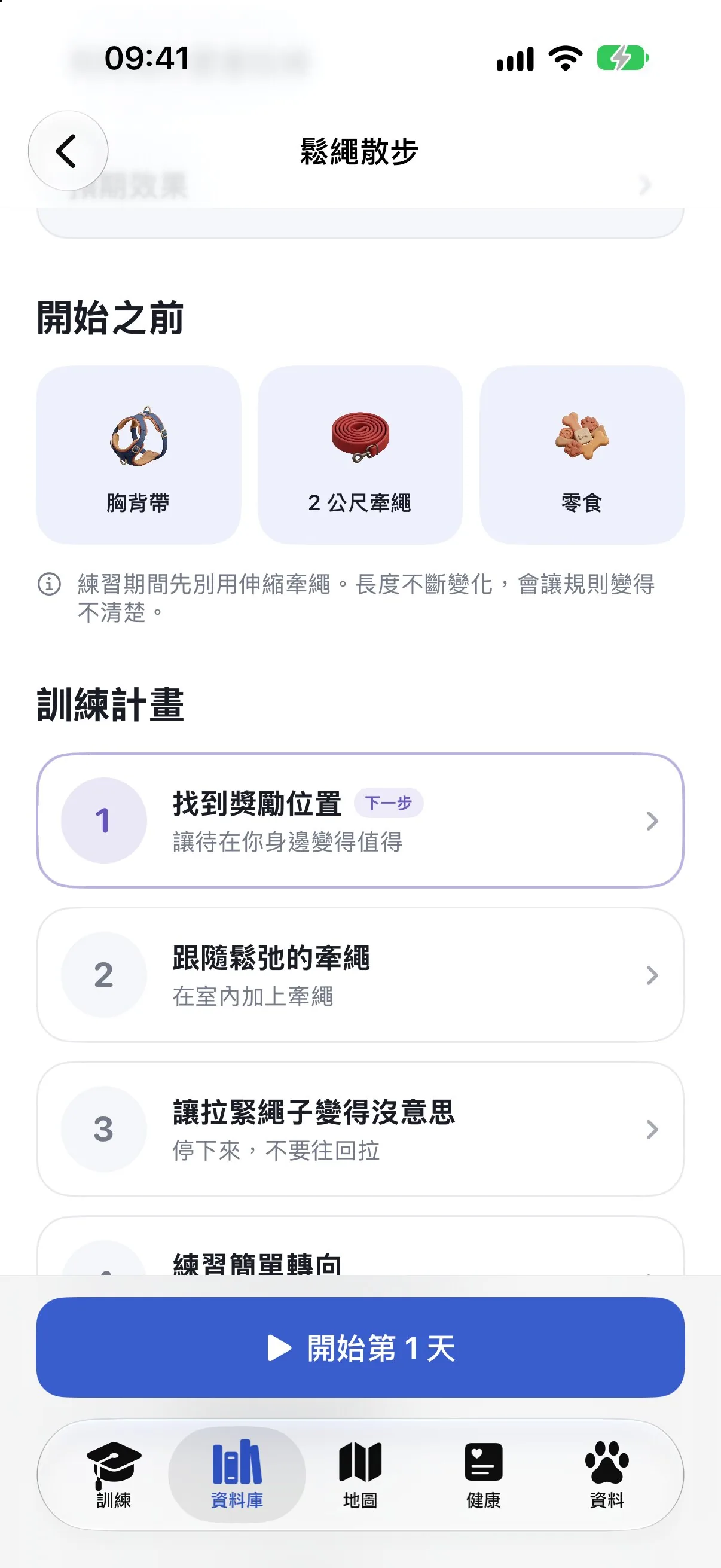 Ruffy的鬆繩散步計畫，列出需要的裝備和前幾天的安排